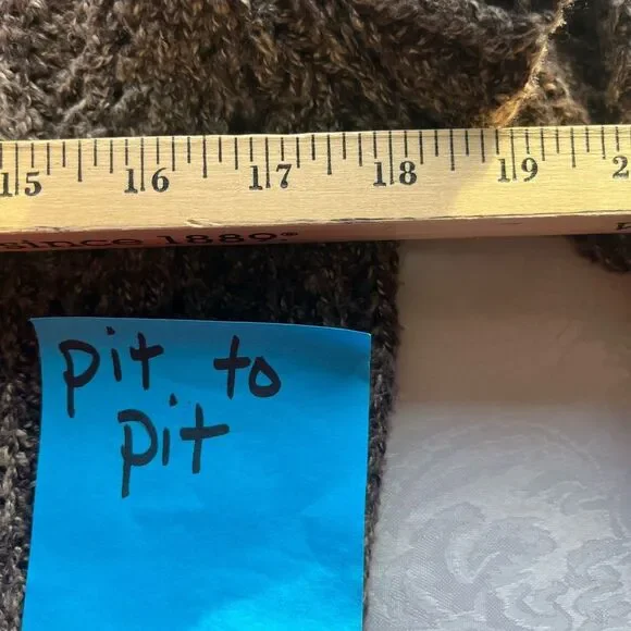 Cliche Chunky Knit Brown Sweater with Ruffle Sleeves woman’s size small - Picture 6 of 7